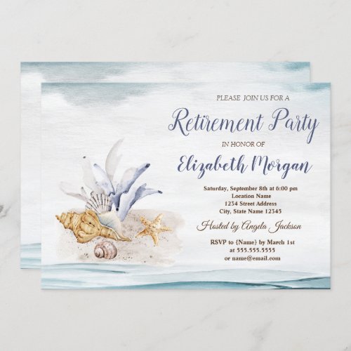 Seashells Beach Retirement Party  Invitation