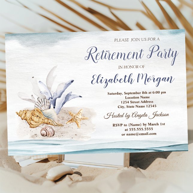 Seashells Beach Retirement Party  Invitation (Creator Uploaded)