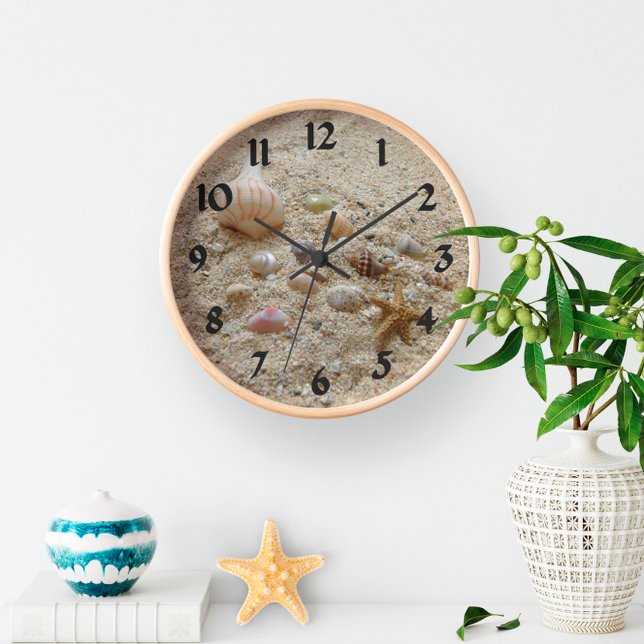 Seashells Beach Sand Coastal Clock (Creator Uploaded)