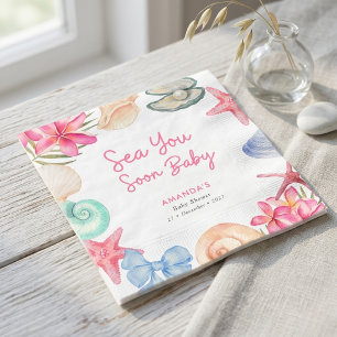 Seashells Beach Sea you soon Baby Shower Napkins