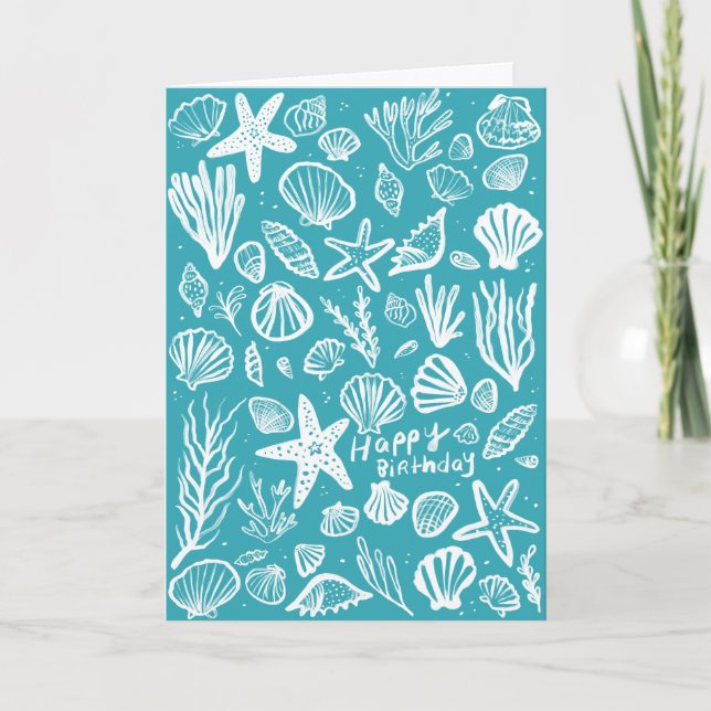 Seashells Beach Shells Ocean Happy Birthday  Card (Front)