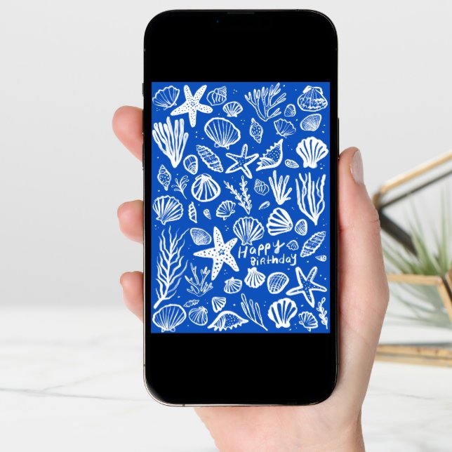 Seashells Beach Shells Ocean Happy Birthday  Card (Front Digital)