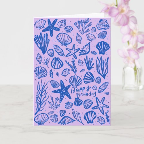 Seashells Beach Shells Ocean Happy Birthday  Card