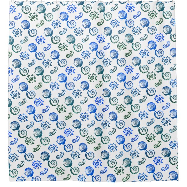 Seashells -  Beach Symbols Pattern Shower Curtain (Front)