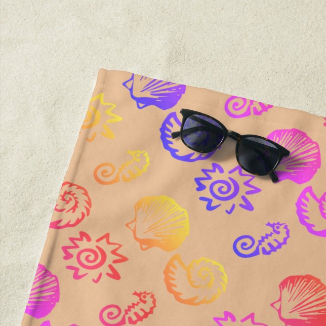 Seashells Beach Symbols Towel (In Situ)