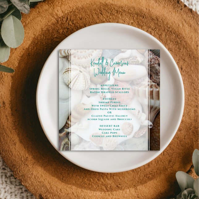 Seashells Beach Themed Wedding Menu Template (Creator Uploaded)