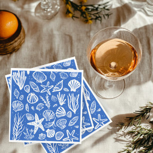 Seashells Beach Wedding Blue White Cute Seaside  Napkins