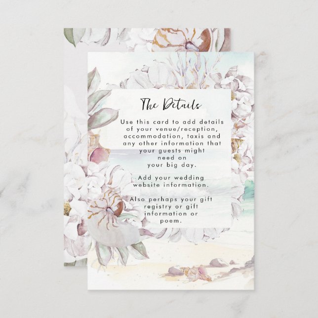 seashells beach wedding information card (Front/Back)