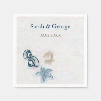 Seashells beach wedding personalized napkin