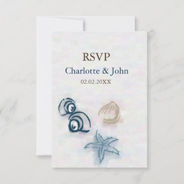seashells Beach wedding rsvp Invitation