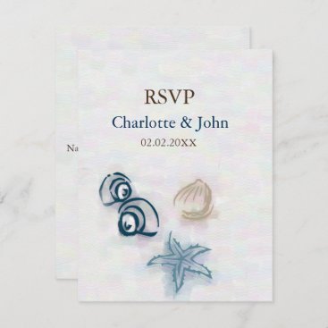 seashells Beach wedding rsvp Invitation