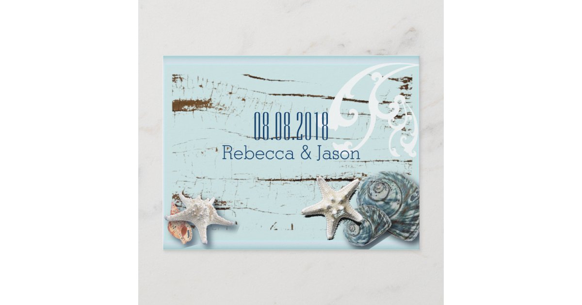 SeaShells Beach Wedding save the date Announcement Postcard | Zazzle