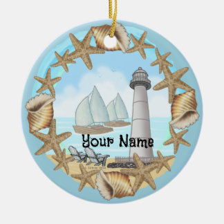 seashells Biloxi Lighthouse Ornament