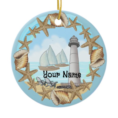 seashells  Biloxi Lighthouse Ornament