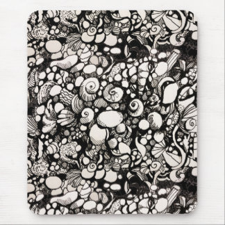 Seashells Black and white Mouse Pad