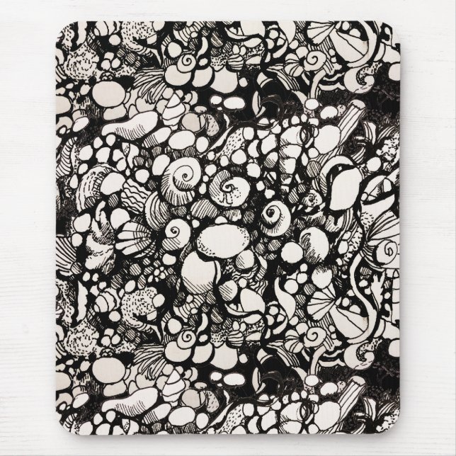Seashells Black and white Mouse Pad (Front)