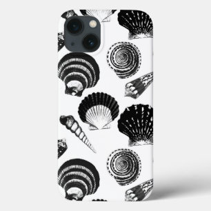 Seashells - black and white on a white background iPhone 13 case