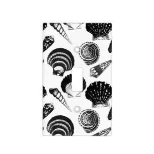 Seashells - black and white on a white background light switch cover