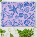 Seashells Blue & Purple Pattern Beach Shells Chic  Kitchen Towel<br><div class="desc">Decorate your kitchen with this cool towel with a handmade seashell pattern. Makes a great housewarming, birthday, mothers day or wedding gift! You can customize it, change background colors and add text too. Check my shop for lots more colors and patterns or let me know if you'd like something custom....</div>
