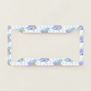 Seashells Blue Water Bubbles Marine Sea Snail License Plate Frame