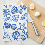 Seashells Blue & White Pattern Beach Shells Chic  Kitchen Towel<br><div class="desc">Decorate your kitchen with this cool towel with a handmade seashell pattern. Makes a great housewarming, birthday, mothers day or wedding gift! You can customize it, change background colors and add text too. Check my shop for lots more colors and patterns or let me know if you'd like something custom....</div>