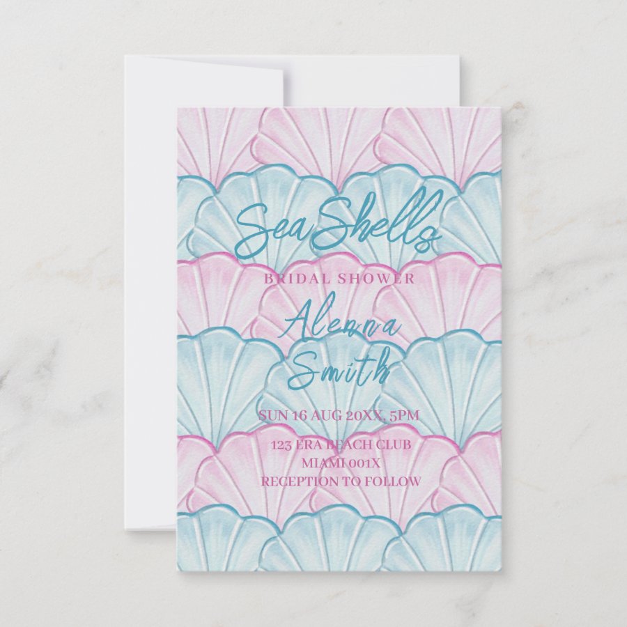 seashells bridal magical bridal shower invitation