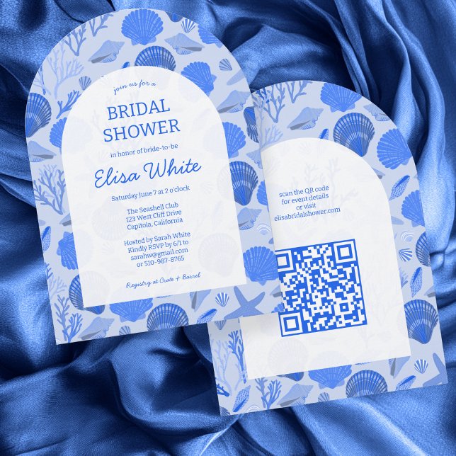 Seashells Bridal Shower Chic Beach CUSTOM QR Arch Invitation (Seashells Bridal Shower Chic Beach CUSTOM QR Arch Invitation
)