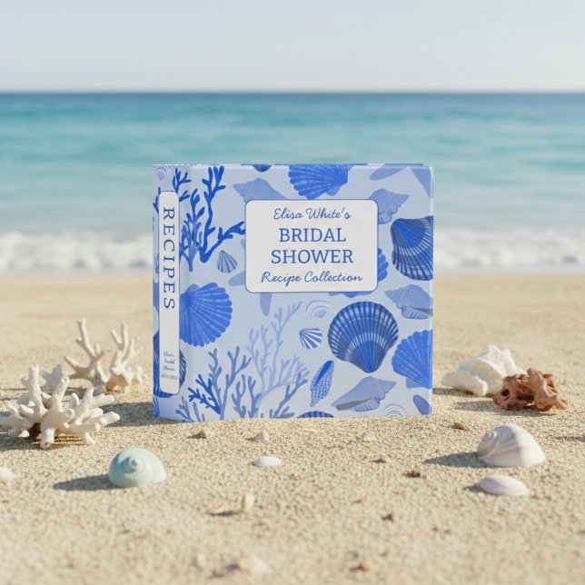 Seashells Bridal Shower Elegant Blue CUSTOM Recipe 3 Ring Binder (Seashells Bridal Shower Elegant Blue CUSTOM Recipe 3 Ring Binder
)