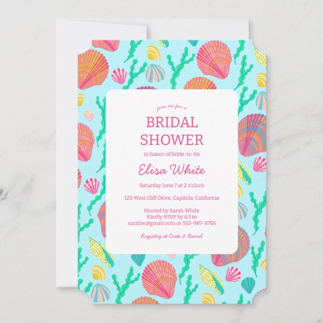 Seashells Bridal Shower Elegant Colorful CUSTOM Invitation (Front)