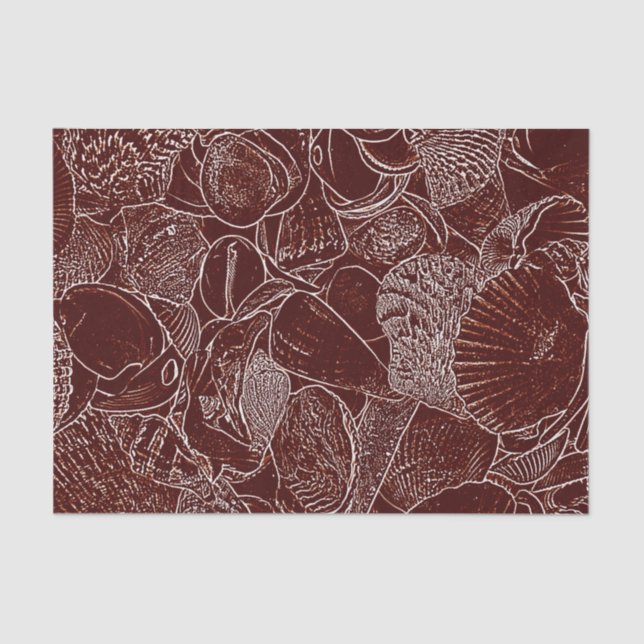 Seashells Brown White Earth Tone Ocean Beach Tissue Paper (Front)