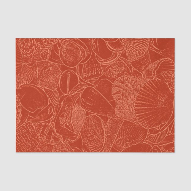 Seashells Burnt Orange Ocean Beach Tissue Paper (Front)