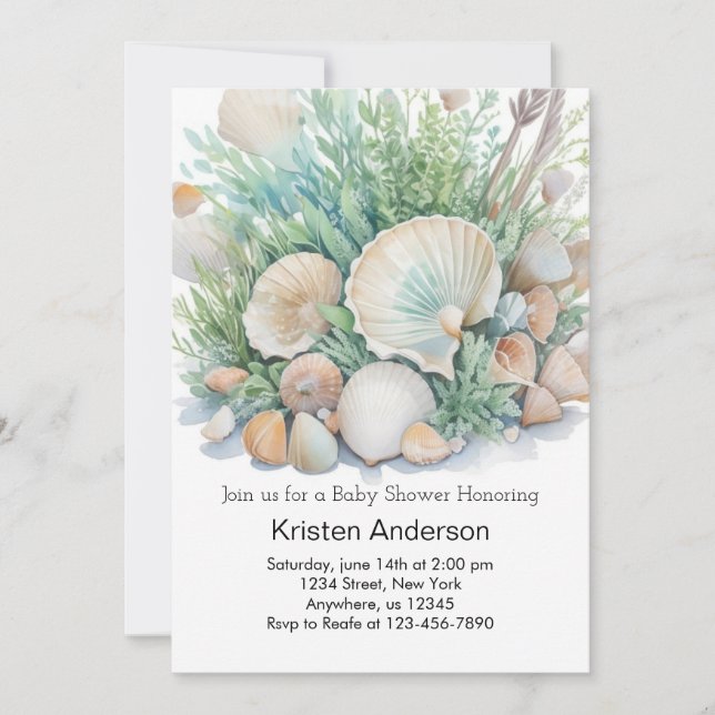 Seashells by the Sea Baby Shower Invitation (Front)