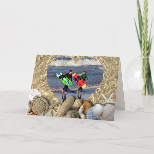 Seashells Christmas Photo Folded Greeting Cards (Front)