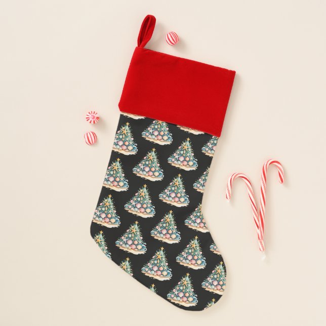 SeaShells Christmas Tree Ocean Water Starfish  Stocking (Front)