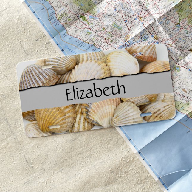 Seashells, Clam Shells, Cockle Shells, Your Name License Plate (In Situ)