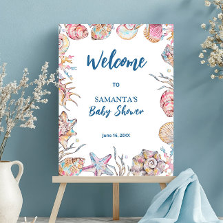 Seashells Coastal Baby Shower Welcome Foam Board
