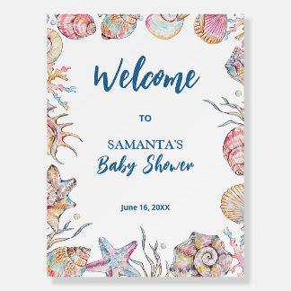 Seashells Coastal Baby Shower Welcome Foam Board