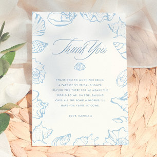 Seashells Coastal Bridal Shower Thank You Card