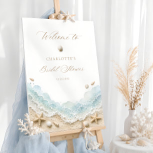 Seashells Coastal Bridal Shower Welcome Foam Board