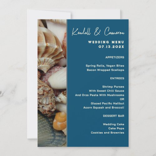 Seashells Coastal Wedding Menu Template