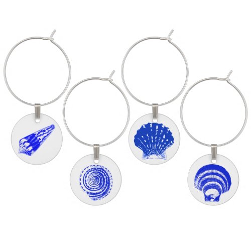 Seashells _ cobalt blue and white set 2 of 2 wine charm