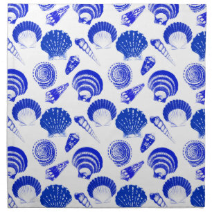 Seashells - cobalt blue on a white background cloth napkin
