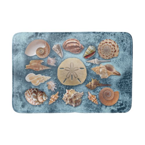 Seashells collection bath mat