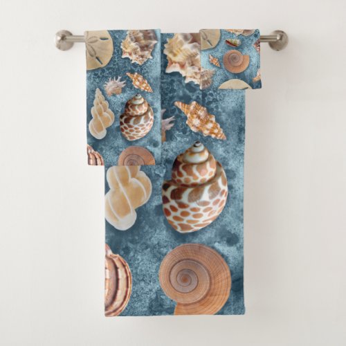 Seashells collection bath towel set