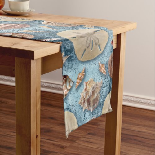 Seashells collection long table runner