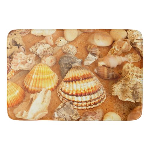 Seashells Collection On The Beach Bath Mat