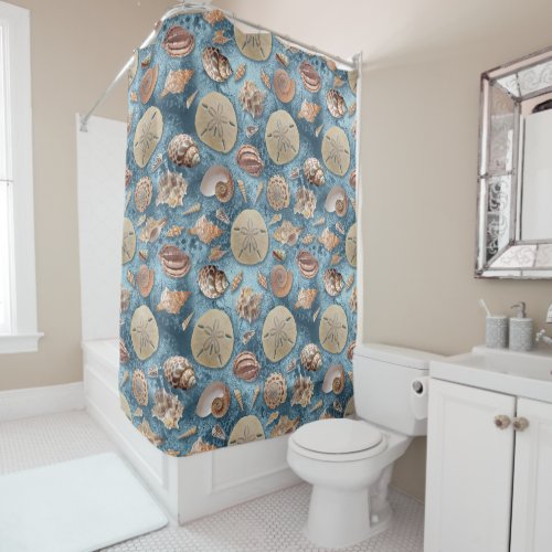 Seashells collection shower curtain