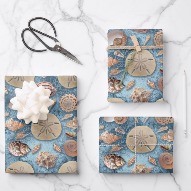 Seashells Collection Wrapping Paper Sheets (Front)