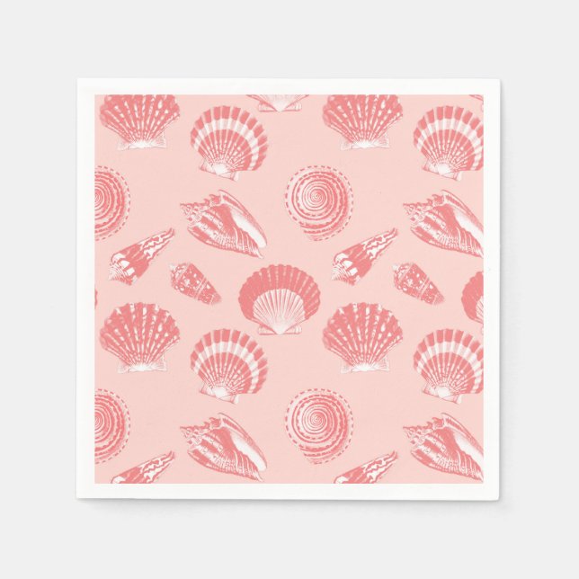 Seashells - coral pink and white napkins (Front)