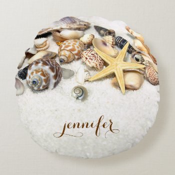 Seashells Custom Round Pillow by CarriesCamera at Zazzle